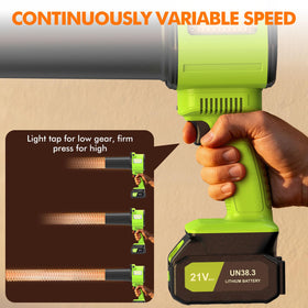 OGERY cordless blower runtime up to 20–25 minutes on high speed