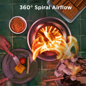 OGERY dual fuel fire pit supports wood or pellets for flexibility.