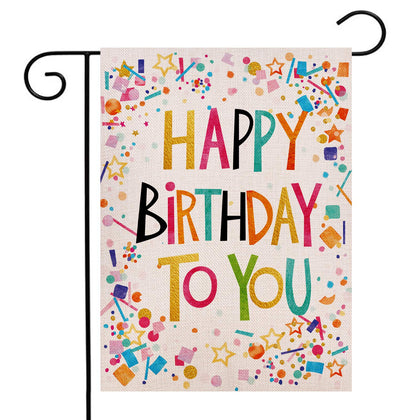 Ogiselestyle Happy Birthday Flag, double-sided burlap for a welcoming garden look.