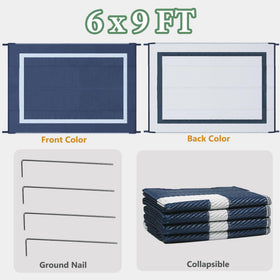 Ogrmar blue outdoor rug on patio setting for versatile decor