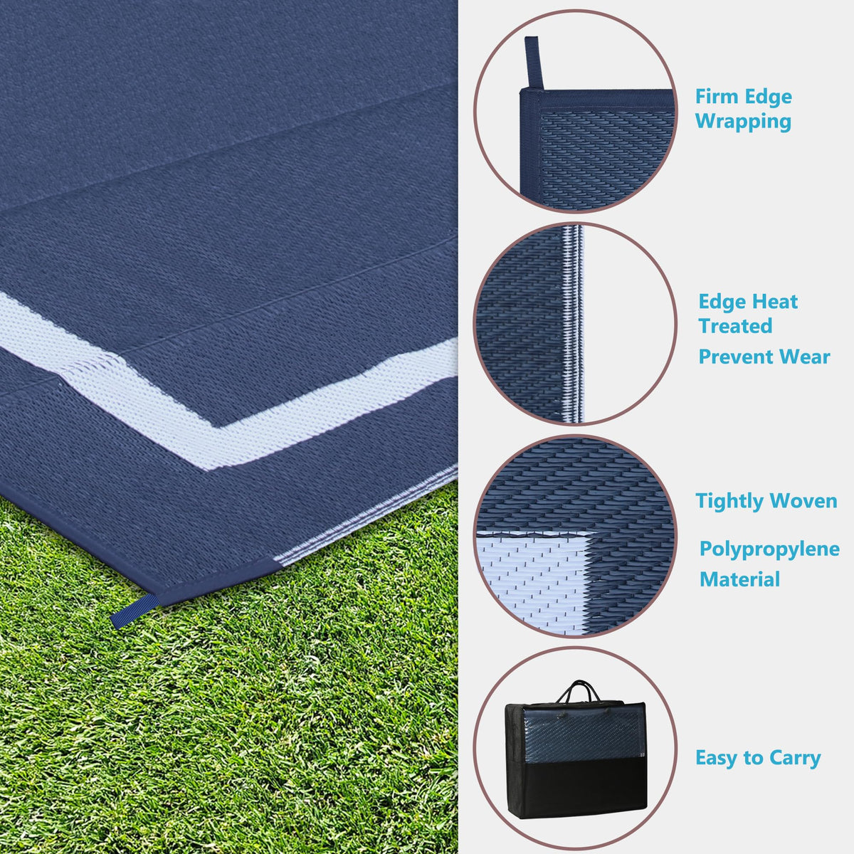Ogrmar waterproof plastic rug easy cleaning after sand or spills