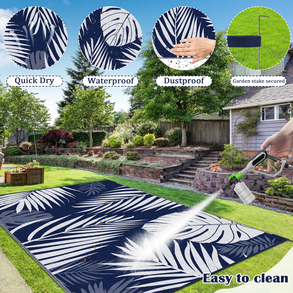 Ogrmar lightweight foldable rug ideal for camping and patio use