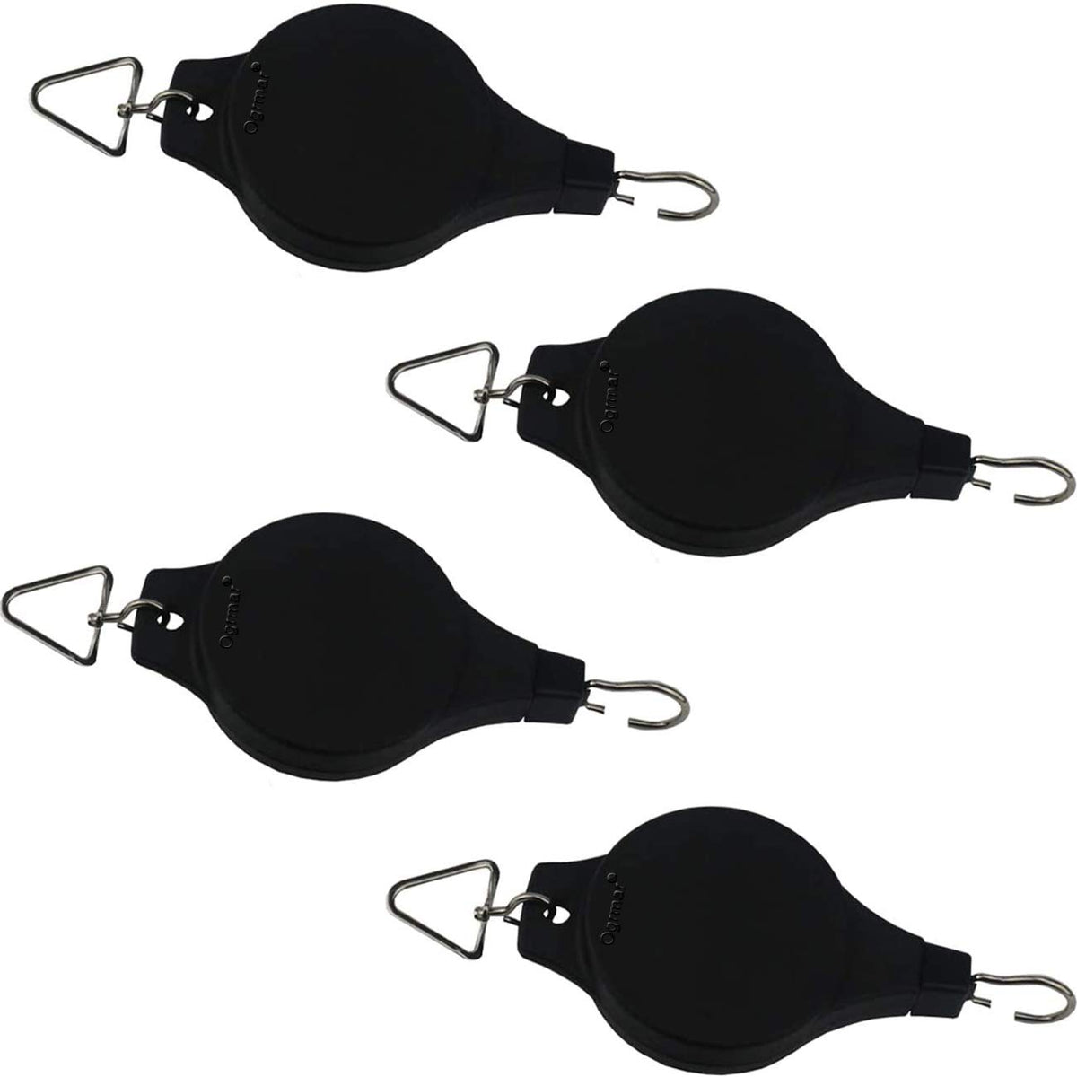 Ogrmar plant pulley mechanism close-up showing durable strap and carabiners for easy hanging.
