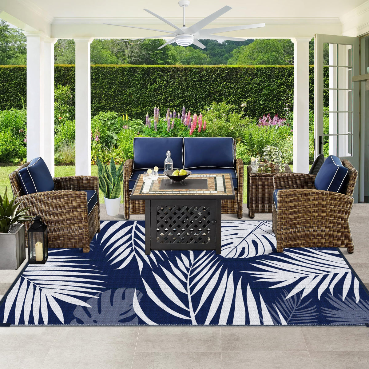 Ogrmar soft-touch outdoor rug protecting skin and floors on deck