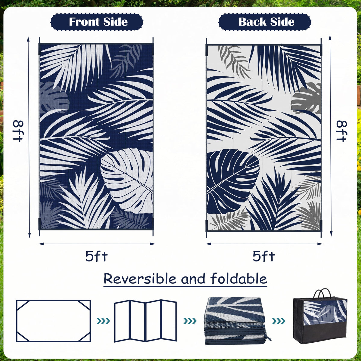 Ogrmar UV-resistant outdoor rug maintains color in sunlit areas