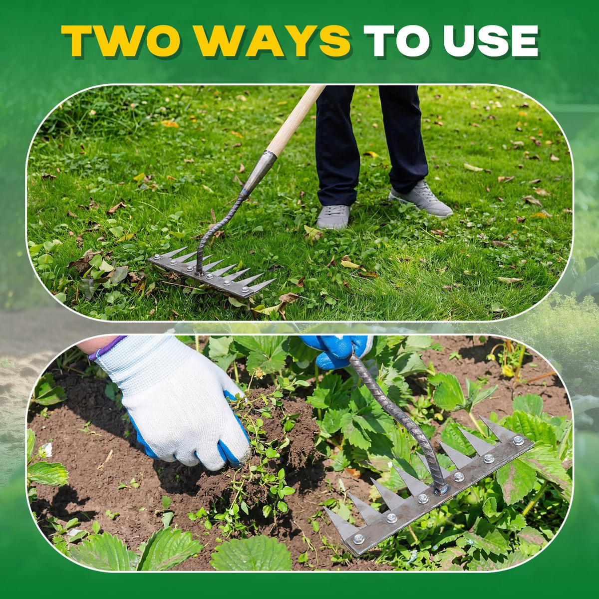 Oh Klyzo compact rake at 30 cm by 27 cm for tight spots.
