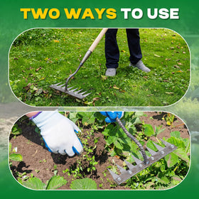 Oh Klyzo compact rake at 30 cm by 27 cm for tight spots.