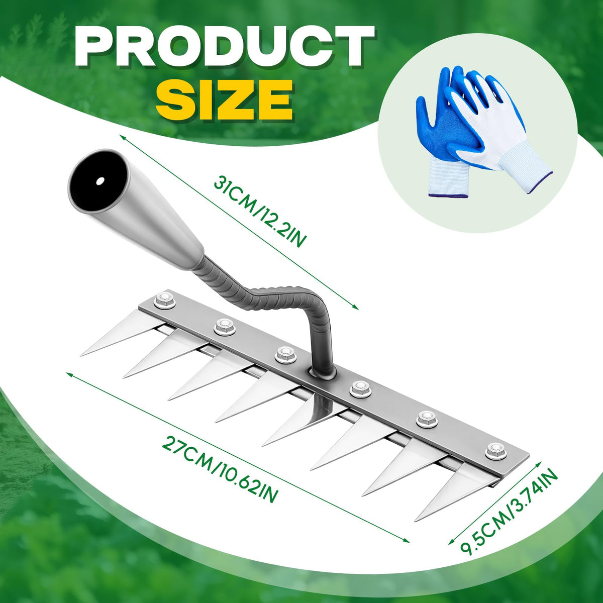 Oh Klyzo extendable handle compatibility for standing or kneeling garden tasks.