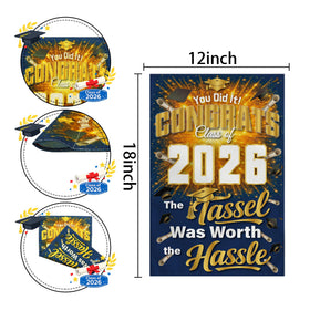 OHHOME Yard sign Class of 2026, side view, vivid blue signage enhances entryway celebrations