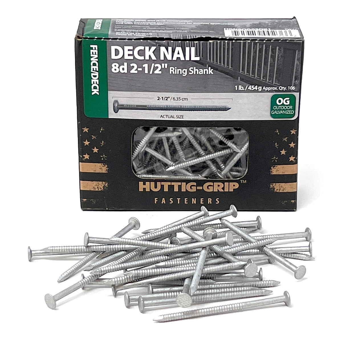 OHIY Huttig-Grip deck nail with diamond point for smooth driving in wood