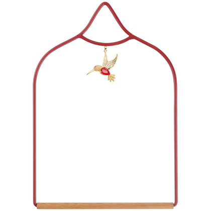 Ohmique Hummingbird Swing with metal frame and wooden dowel provides sturdy garden perch.