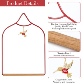 Ohmique Hummingbird Swing installed outdoors offers resting perch for visiting birds.
