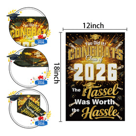 OHHOME Class of 2026 garden flag two-sided print seen from multiple angles.