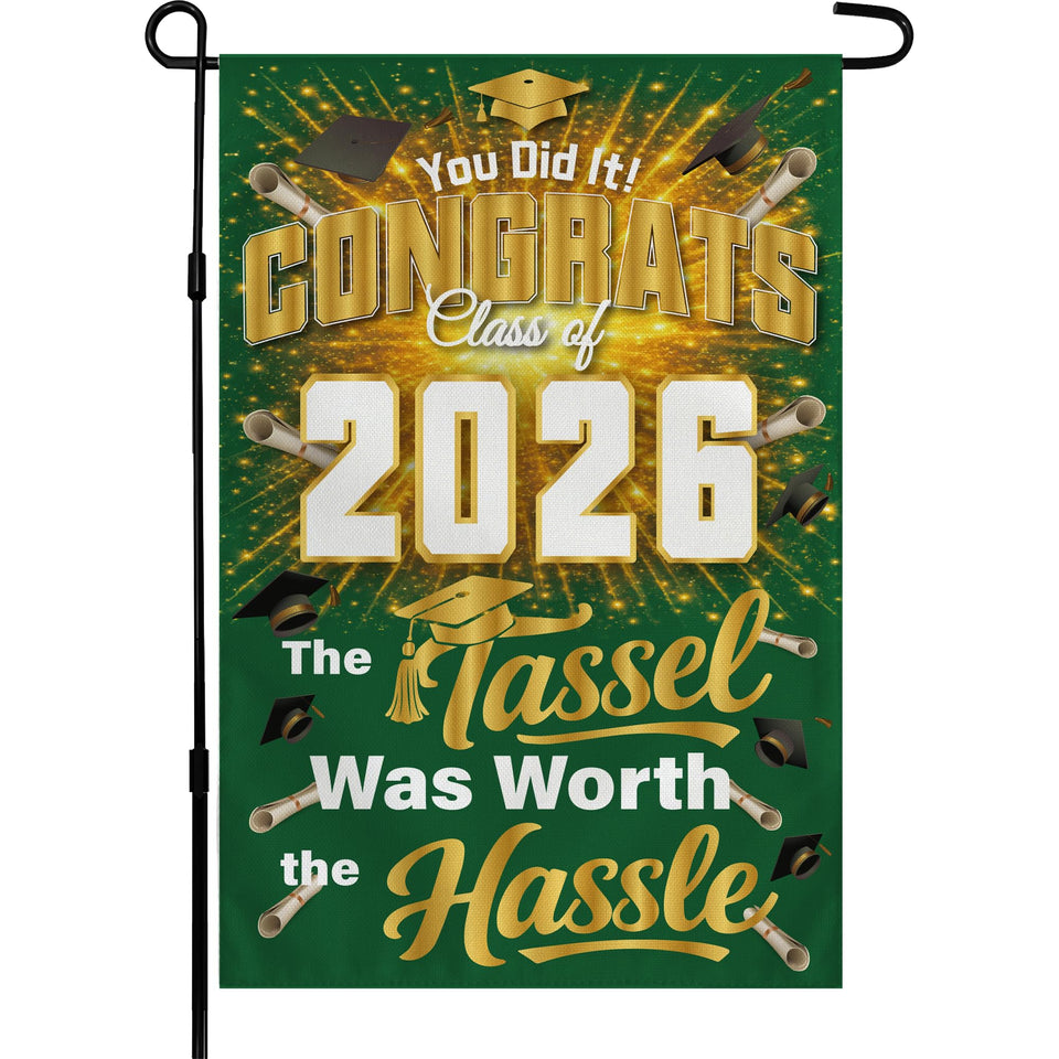 OHOME graduation yard sign Class of 2026 green front view for outdoor display.