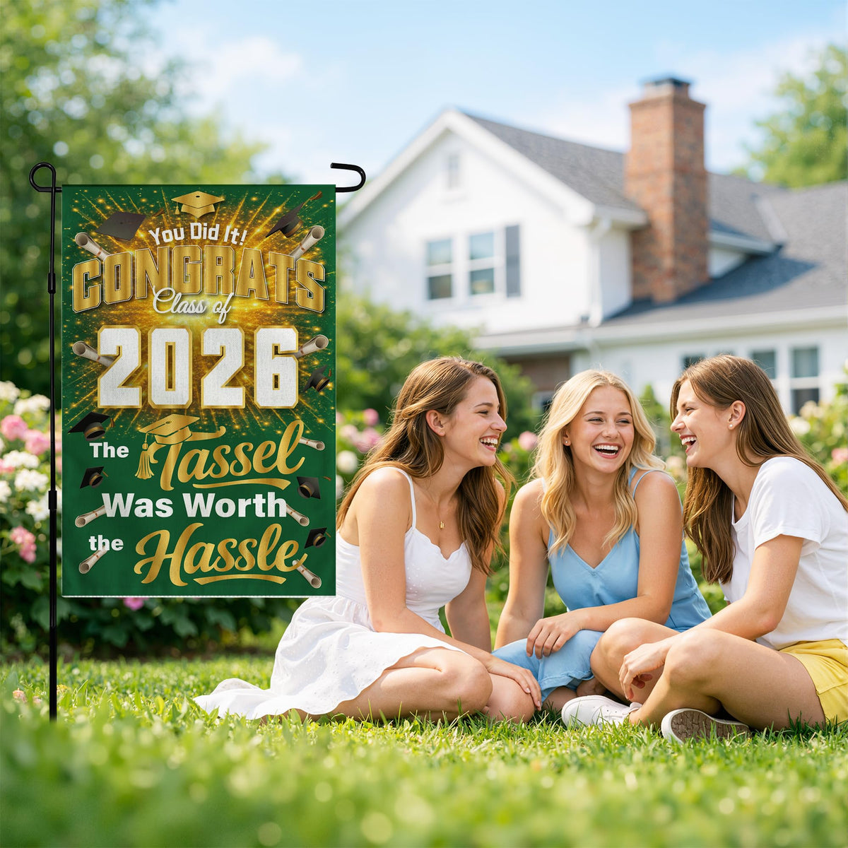 OHOME polyester graduation flag weather-resistant for outdoor use.