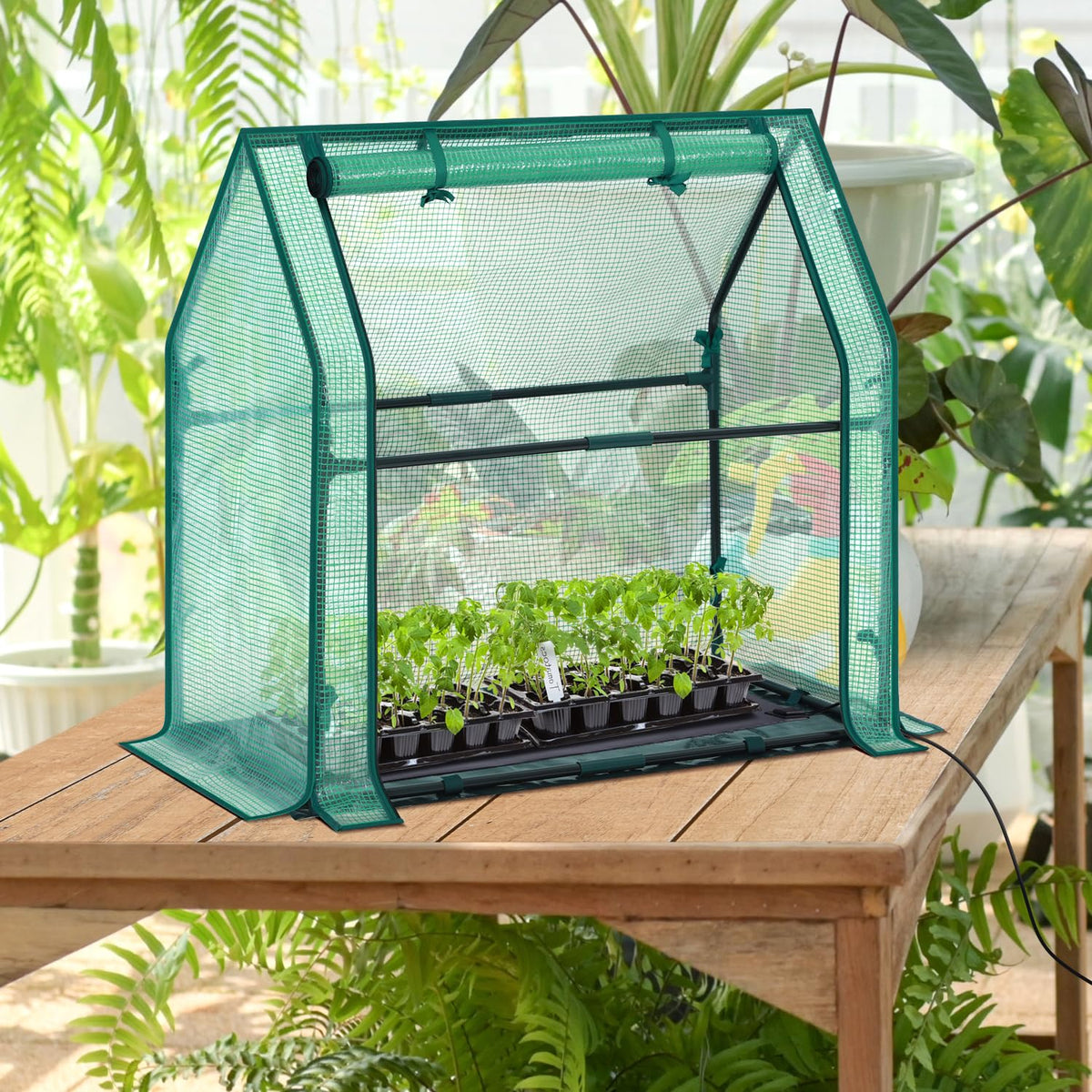 Ohuhu Greenhouse metal frame with rust-resistant coating for durability.