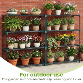 Extra-wide Ohuhu plant shelf showing spacious layout for large pots