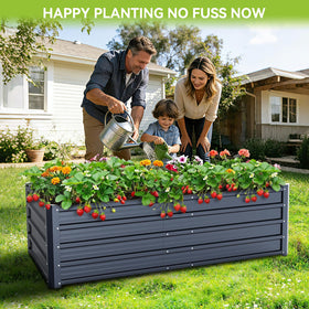 Ohuhu galvanized steel bed with eco-coating for safe gardening.
