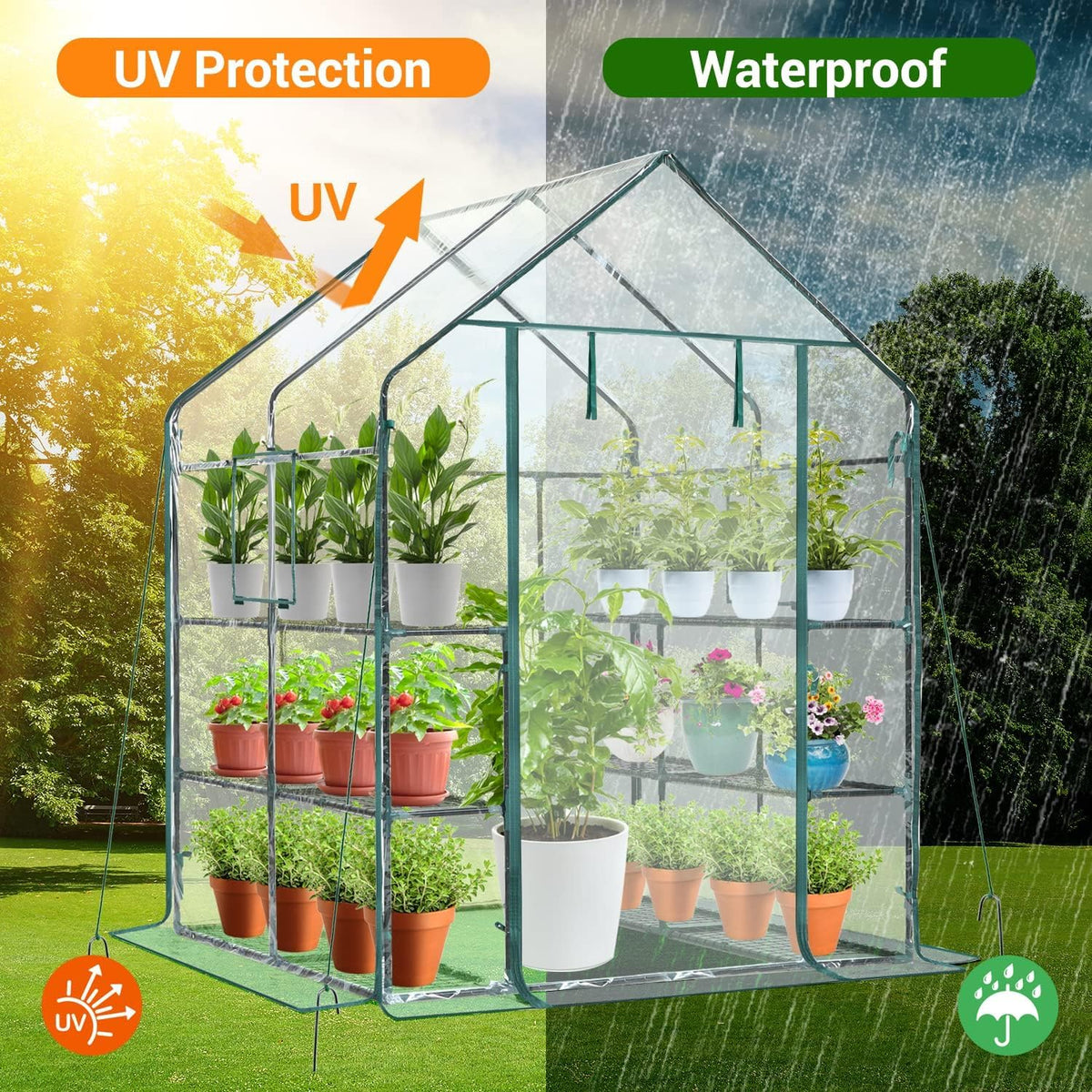 Ohuhu 12-shelf layout provides ample space for plants