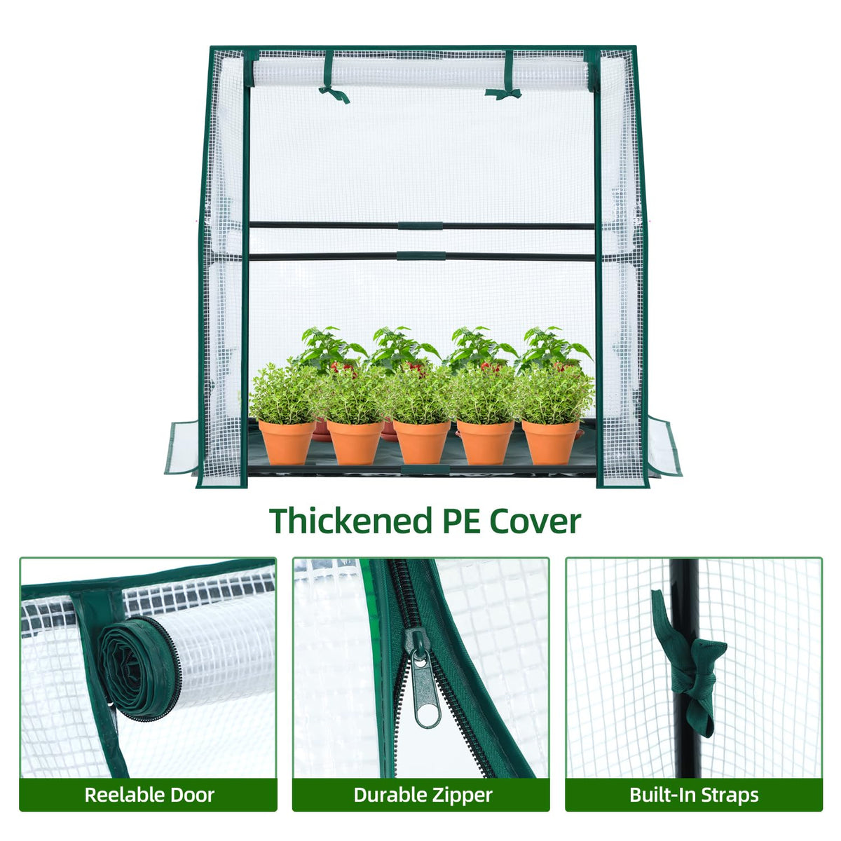 Ohuhu greenhouse durable PE cover and rust resistant frame protect plants in any season