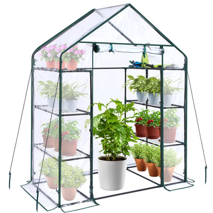 Ohuhu 4-tier walk-in greenhouse front view for easy plant access and protection