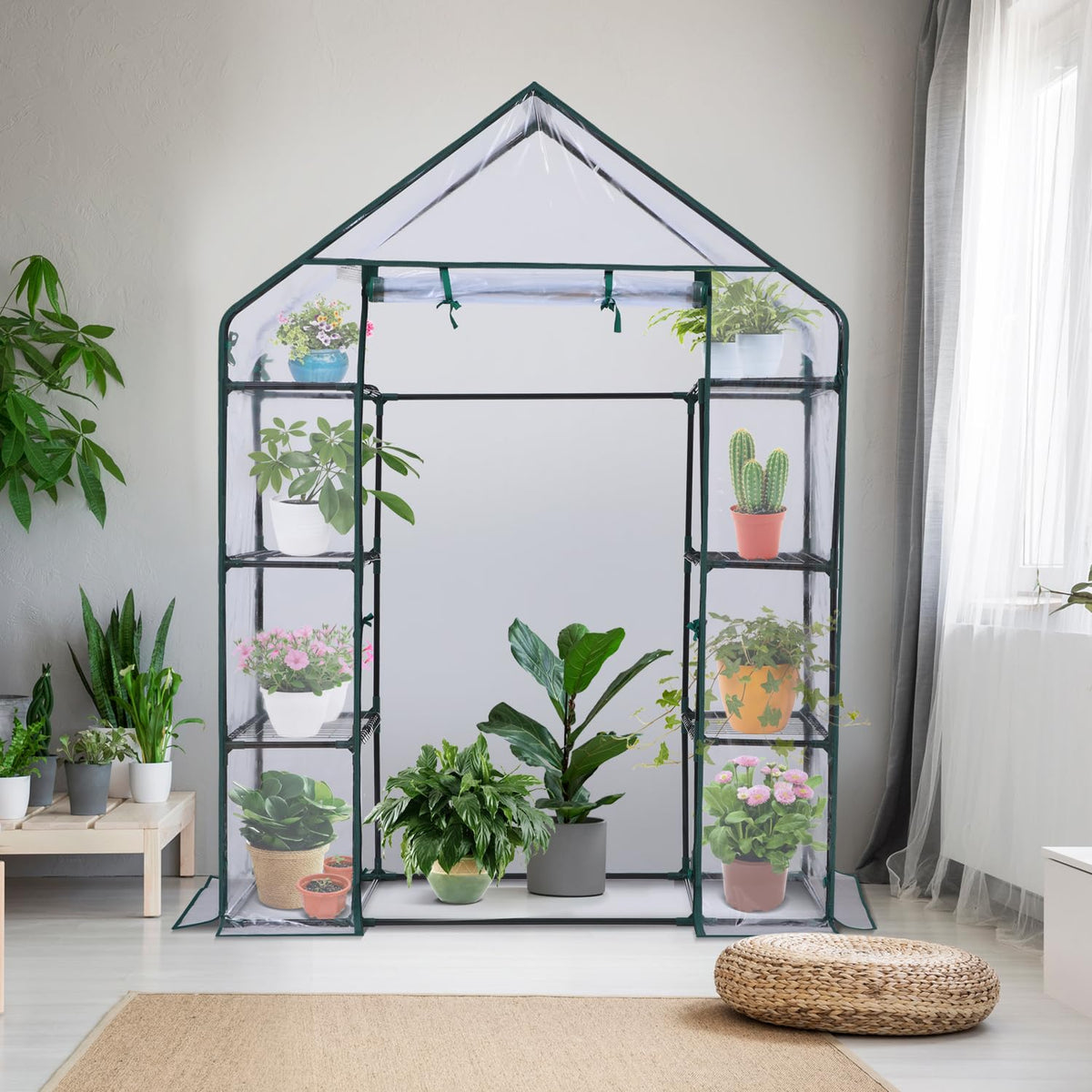Ohuhu assembled greenhouse ready for use for gardeners and renters