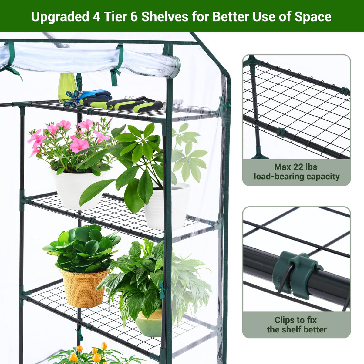Ohuhu greenhouse roll-up door close-up enabling convenient access and airflow