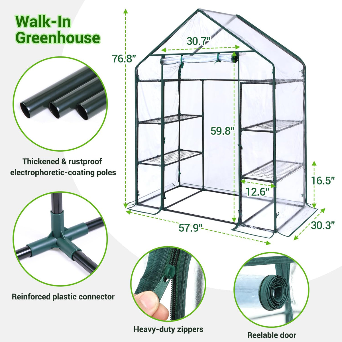 Ohuhu greenhouse base with stakes demonstrating stability in windy conditions