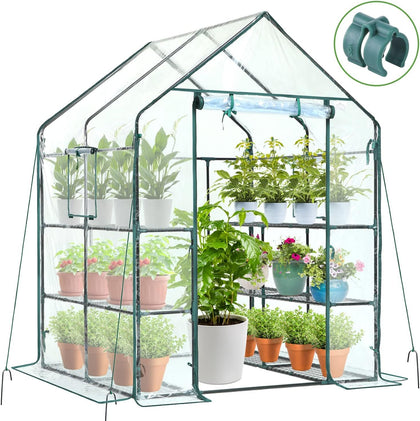 Ohuhu greenhouse with zippered door and side windows for airflow