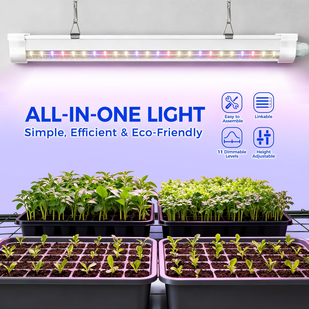 Ohuhu grow light full-spectrum closeup highlights vibrant spectrum for plant growth