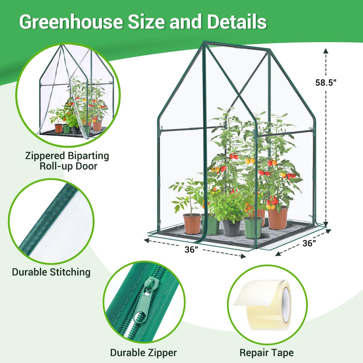 Ohuhu heavy-duty PVC cover provides clear view and robust plant protection.