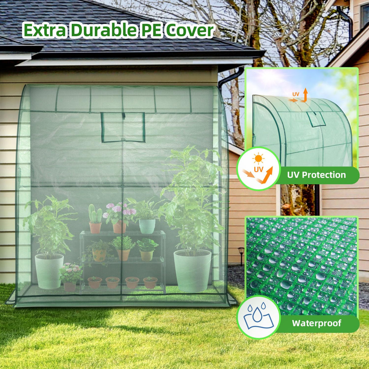 Ohuhu Lean-to Greenhouse external weight bag for wind resistance