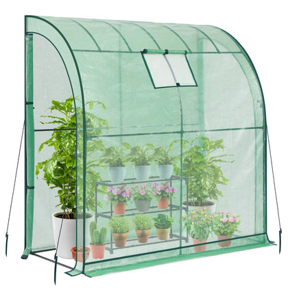Ohuhu Lean-to Greenhouse front view showing spacious walk-in access for plants