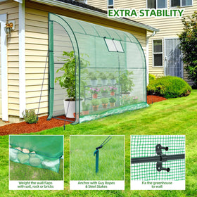 Ohuhu Lean-to Greenhouse ground stakes and setup for stability