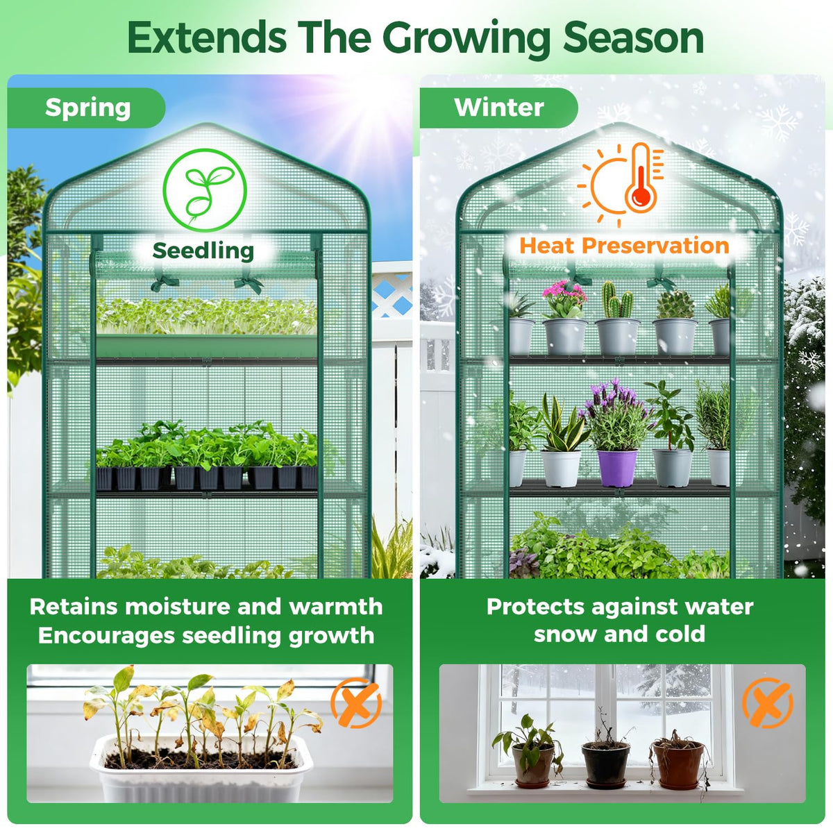 Ohuhu greenhouse frame with reinforced steel delivers wobble-free stability in breezy conditions.