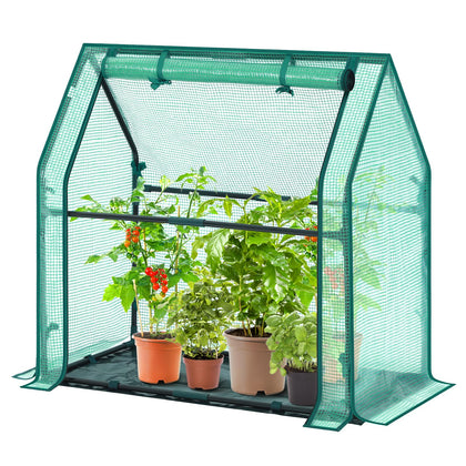 Ohuhu Mini Greenhouse front view, compact space-saving design for seedlings.