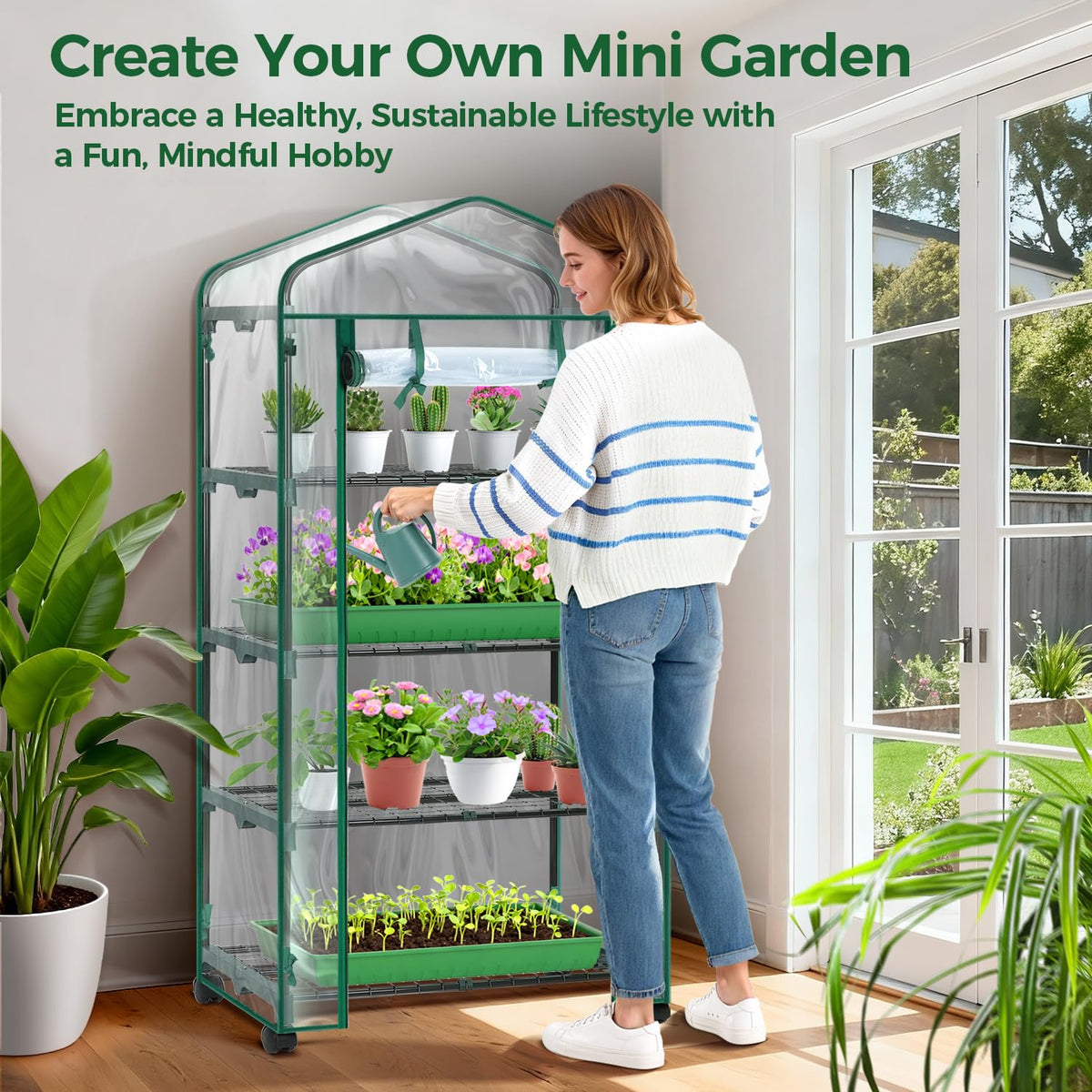 Ohuhu mini-greenhouse ideal for both indoor and outdoor use.
