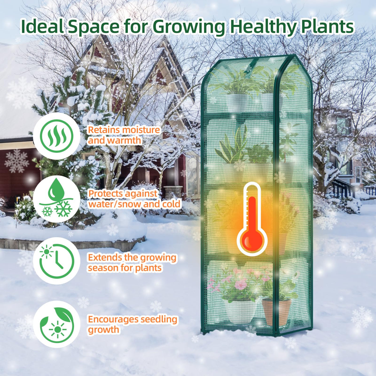 Ohuhu Mini Greenhouse roll-up door enables ventilation while keeping pests out