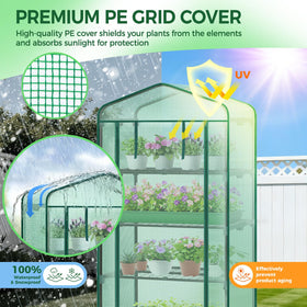 Ohuhu greenhouse PE cover offers all-season protection for seedlings.