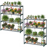 Ohuhu 4-Tier Plant Greenhouse Shelves (2-Pack) – Extra-Wide, Rustproof Outdoor Rack