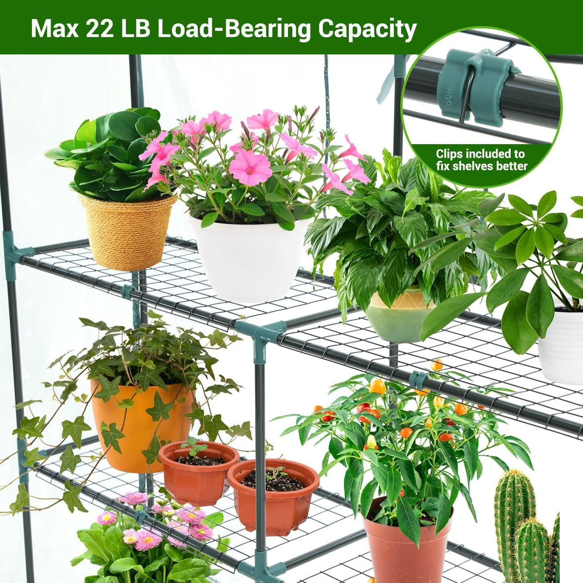 Ohuhu 12-shelf design offers ample space for seedlings and mature plants