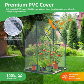 Ohuhu table top greenhouse with waterproof mat protects soil and simplifies cleanup.