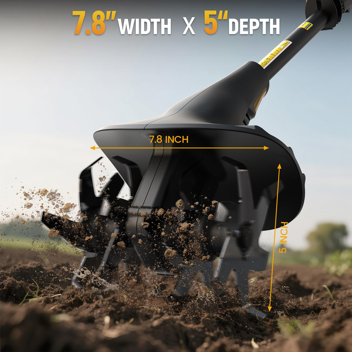 Ohyes cordless tiller battery compatibility with DeWALT 20V Max, flexible power option.