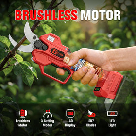 ohyes pruning shears LCD display shows battery and cut rate