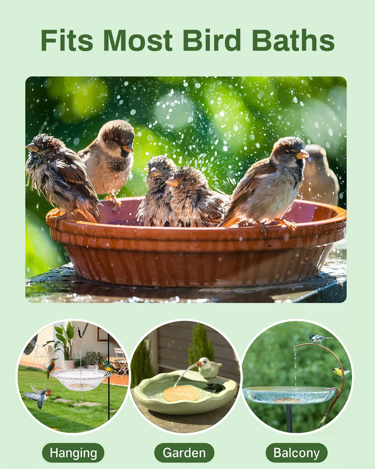 OICEME deck-rail fountain disk suits railing setups and keeps water clear.