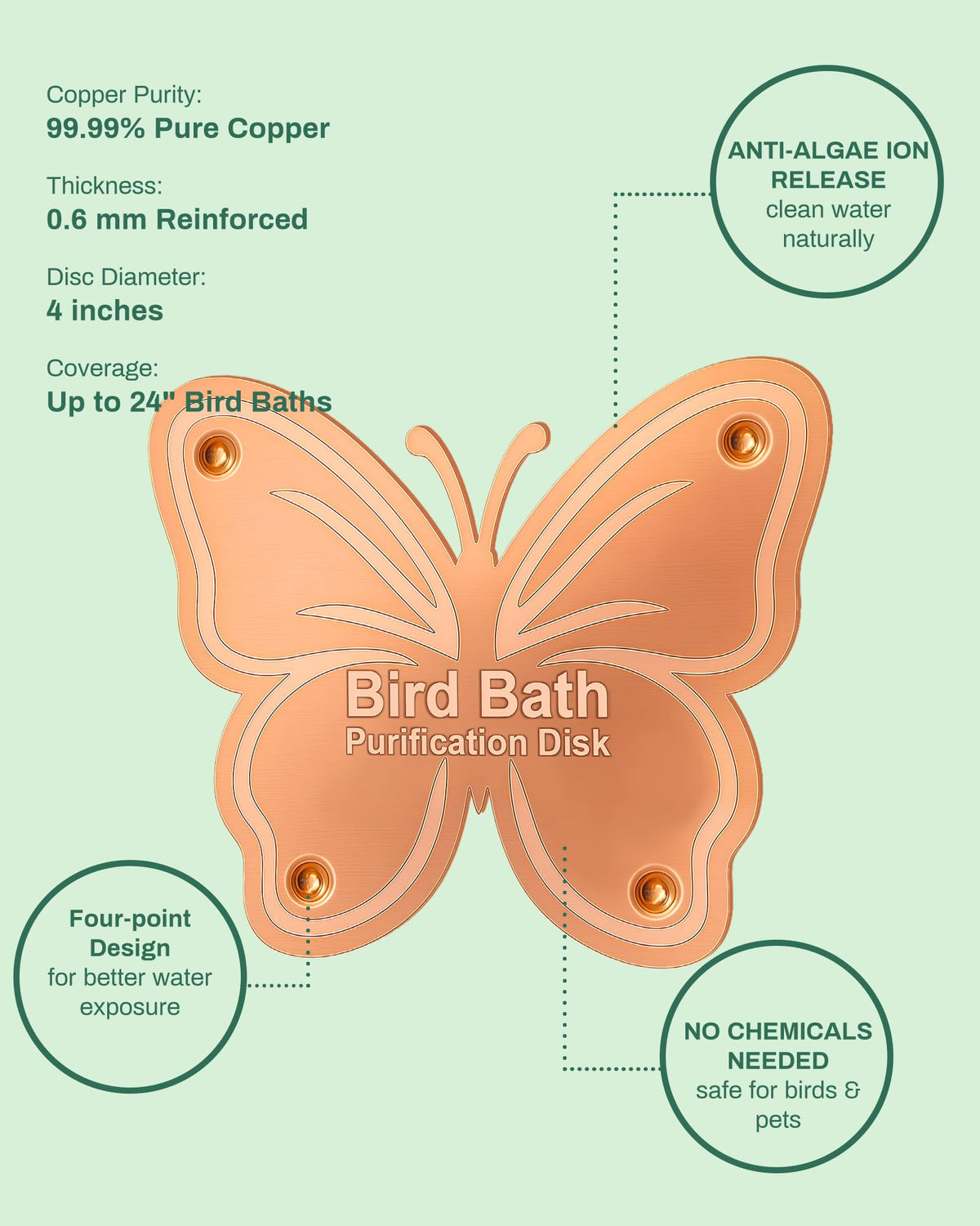 OICEME fits most bird baths, fountains, and nectar feeders.