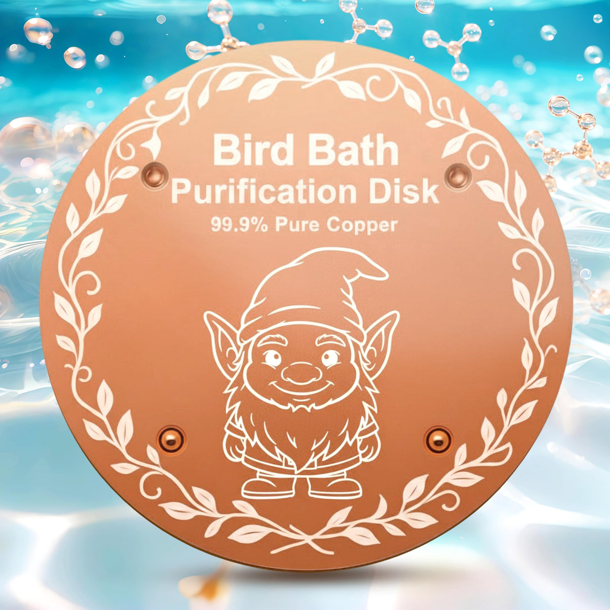 OICEME pure copper disc in a birdbath promotes cleaner water for birds