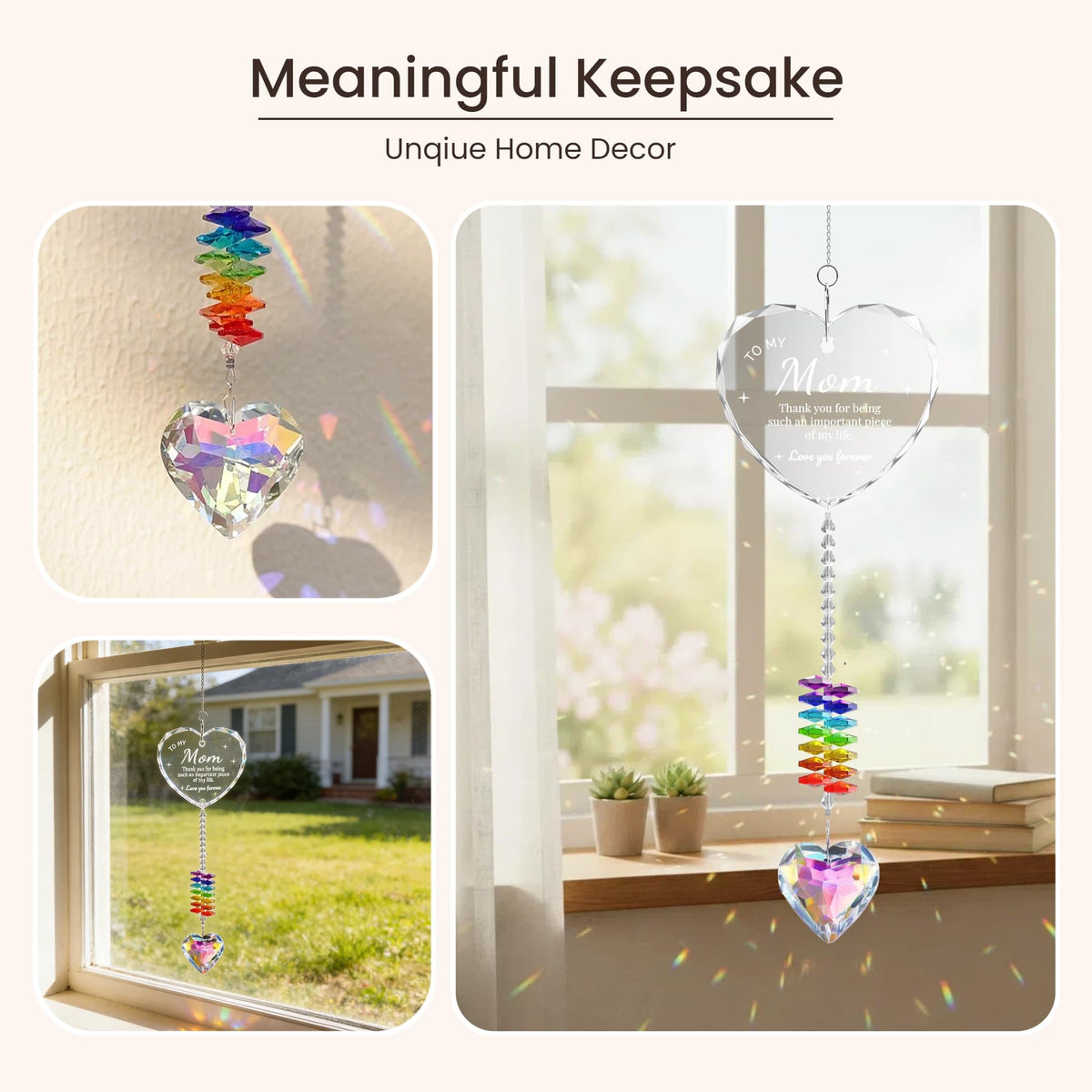Oikomai stainless steel hook and chain enable easy, secure hanging.