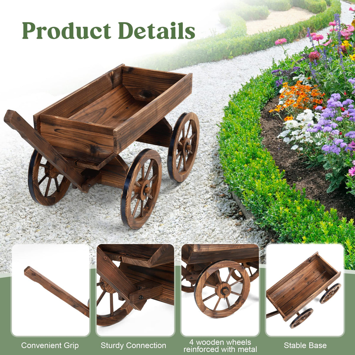 OIPRTGFJ garden cart with charcoal finish for easy mobility