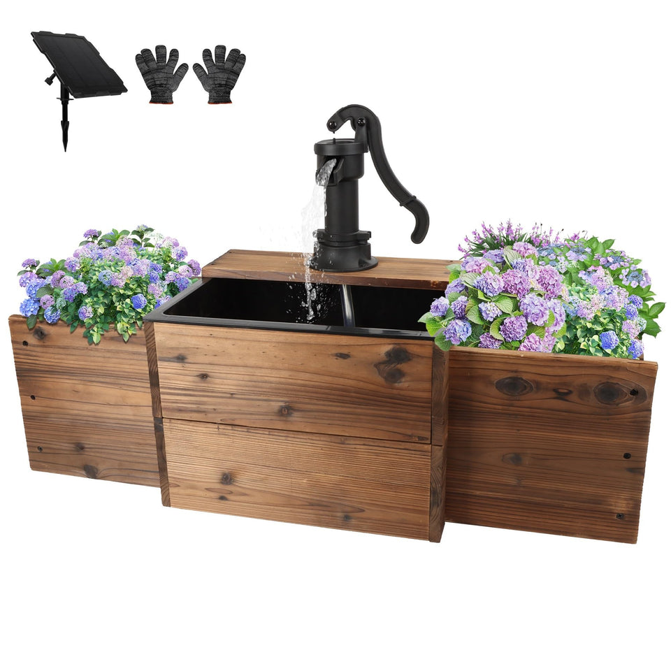 OIPRTGFJ outdoor water fountain with wooden base adds serene garden ambiance
